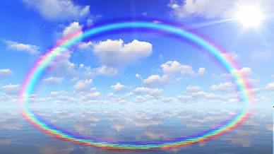 蓝天白云彩虹天堂背景视频视频的预览图